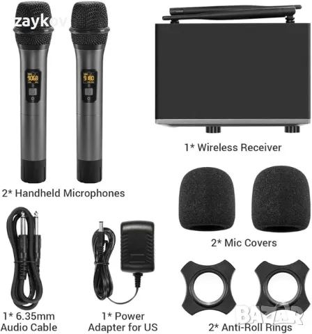 TONOR Безжичен микрофон, метален двоен професионален UHF безжичен динамичен микрофон, снимка 5 - Микрофони - 47960460