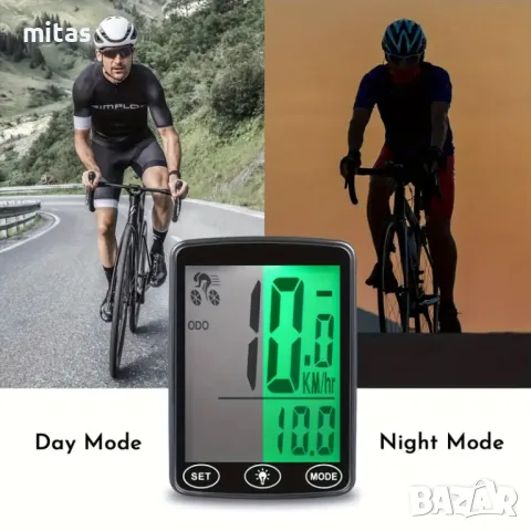 Велокомпютър с 25 функции, Водоустойчив, LED подсветка, LCD 39х48мм., снимка 4 - Аксесоари за велосипеди - 50380913