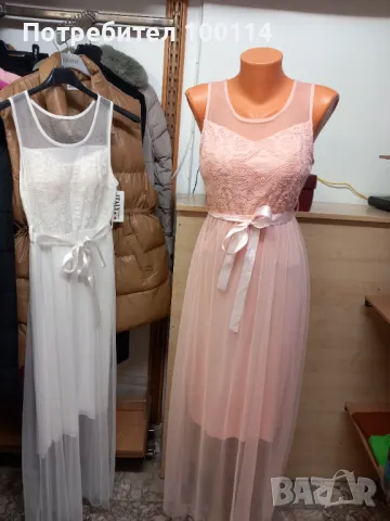 Рокля с тюл розова и бяла, снимка 2 - Рокли - 49815823