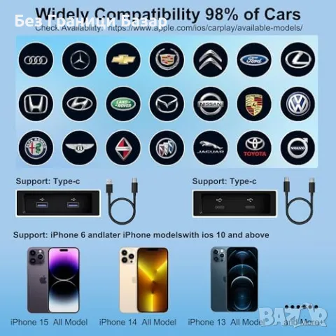 Нов Бърз и Стабилен Безжичен CarPlay Адаптер за iPhone и Автомобили, снимка 3 - Друга електроника - 47581117