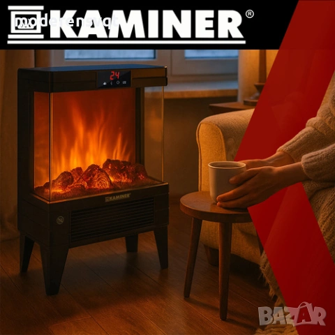Електрическа камина KAMINER EMBEGO 2000W нагревател, снимка 2 - Камини - 53511501