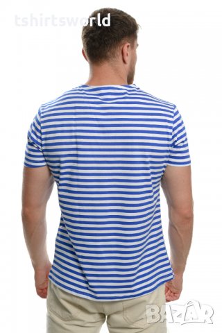 Нов мъжки моряшки комплект: моряшка класическа тениска без бие и капитанска шапка, снимка 5 - Тениски - 37662389