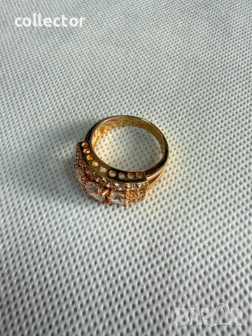 Дизайнерски сребърен пръстен с позлата и камъни. №7775, снимка 2 - Пръстени - 52847732