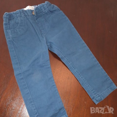 12-18м 86см Дълги панталони Материя памук​ Цвят тъмно синьо Без следи от употреба, снимка 1 - Панталони и долнища за бебе - 26748761