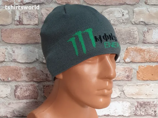 Нова зимна шапка MONSTER в сив цвят, снимка 4 - Шапки - 47699776