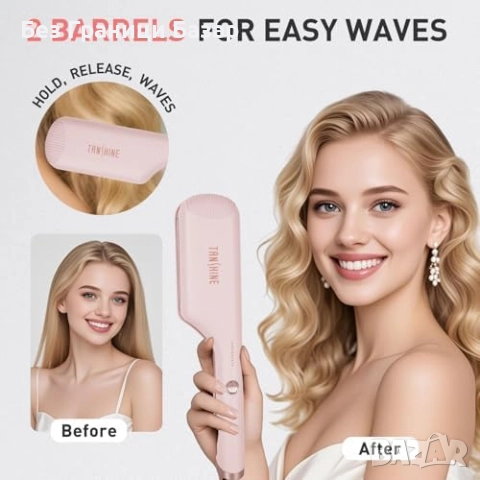 Нова Вълнообразна маша за коса 32мм с керамика, 5 нива, загряване 30секунди, снимка 2 - Маши за коса - 51493237