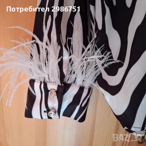 Елегантна дамска сатенена риза с гердан от петлички , снимка 3 - Блузи с дълъг ръкав и пуловери - 49270254