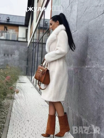 Палто с естествен косъм алкантара, снимка 3 - Палта, манта - 52407431