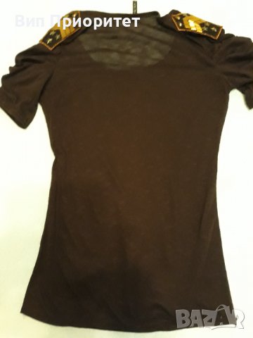 Блуза с къс ръкав биопамук-изтънен , дишащ и леко прозрачен, с пагони от ефектни златни орнаменти , снимка 11 - Тениски - 37509340