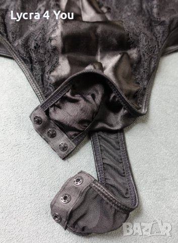 Черно боди прашка от сатен, дантела и тюл S размер, снимка 4 - Бельо - 40772702