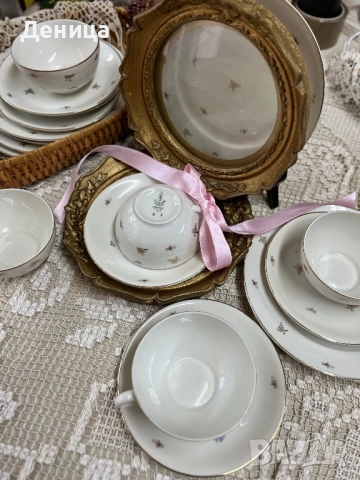 Seltmann Weiden US Zone 1946 - 1949 Деликатна цветна декорация, слонова кост  , снимка 1