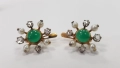Златни обеци с диаманти , хризопрас и перли , снимка 2