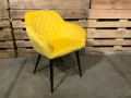Стол плюш, жълт, Кресло с метални крака, снимка 2
