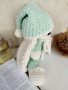 Ръчно плетена плюшена играчка Зайче в пижамка, Ръчно плетено зайче, подарък за бебе, снимка 5