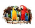 3d Красиви папагали дупка стена самозалепващ стикер лепенка, снимка 2