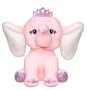 Плюшен слон, розови големи уши, фуксия, блестяща корона, 21 см, снимка 1 - Плюшени играчки - 43307622