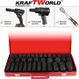 Комплект ударни вложки 35 части KraftWorld – 1/2″, 8–32 мм, шестостенни, снимка 3