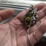 Изумителен сребърен пендант с рядък зелен кехлибар , снимка 6