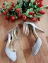Сиви велурени обувки на ток сандалки, снимка 1 - Дамски обувки на ток - 26975639