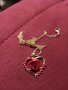 Ново колие с висулка с червена роза Любовно сърце Жени Момиче Дама Златен цвят медальон за момичета , снимка 15
