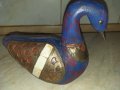 Страхотна синя дървена патица патка с месинг и кост, снимка 3