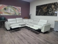 Кремав кожен ъглов диван с електрически релаксиращ механизъм, снимка 11