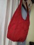 LA REDOUTE  естествен велур червена чанта,тип торба, made in INDIA , снимка 10