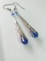 Великолепни обици Викториански стил с кристали в кралско синьо и орнаменти в цвят Сребро, снимка 1 - Обеци - 34939867