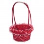 Великденска декорация, Плетена кошница с панделка и тюл, Червена, 17.5x31.8см