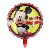 Мики Маус Mickey Mouse кръгъл жълто червен кръгъл фолио фолиев балон хелий и въздух парти рожден ден, снимка 1 - Други - 40278435