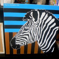 Продавам маслена картина със зебра. Худ. Мартин Гергински., снимка 2 - Картини - 33337806