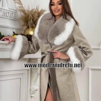 Дамско луксозно палто кашмир вълна и лисица код 143, снимка 1 - Палта, манта - 35495528