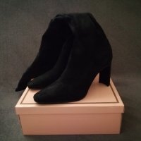 № 40 и 41 дамски високи ботуши чизми от имитация на велур и с висок ток в черен цвят, снимка 4 - Дамски ботуши - 43528795
