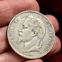 5 франка 1870 г, Франция - сребърна монета, снимка 2 - Нумизматика и бонистика - 40818210