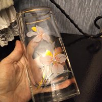Арт Деко стъкло ,позлата ръчно изрисувана ваза, снимка 1 - Вази - 37871779