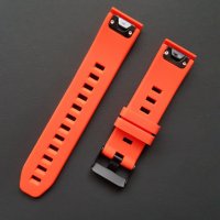 Силиконова каишка за GARMIN Fenix 5X – оранжев цвят, снимка 1 - Смарт часовници - 32273075