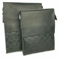 мъжка чанта кожена с презрамка за през гърди шах мат черна, снимка 3 - Чанти - 28036004