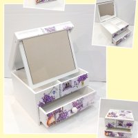 Стилна кутия за бижута с огледало и чекмедже /94884/, снимка 1 - Подаръци за жени - 43309297