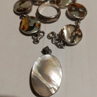 сребърен комплект: гривна, медальон с две лица,пръстен, снимка 3 - Колиета, медальони, синджири - 43913548