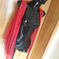 Червено декоративно елече - елек от дантела и ресни С, снимка 2 - Елеци - 32888713