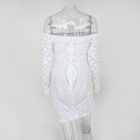  Луксозна бяла рокля с пайети кръщене, снимка 6 - Рокли - 27550095