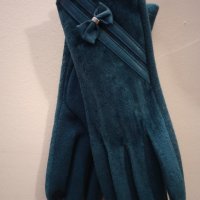 Дамски сини ръкавици Лукс елегант, снимка 1 - Ръкавици - 43734488