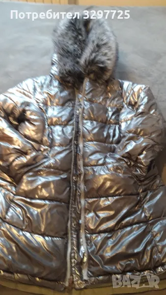 🧥Сребристо дамско зимно яке с естествен косъм🧥🧡Дамско ватирано зимно яке цвят жълто🧡OUTERWEAR THE🧡, снимка 1
