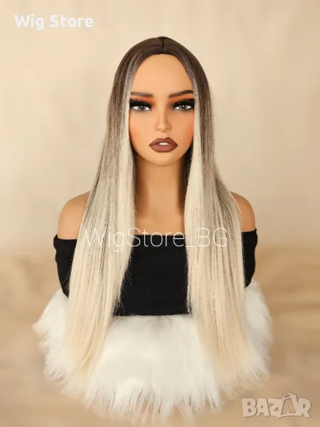 Студено русо омбре права перука без бретон, снимка 1