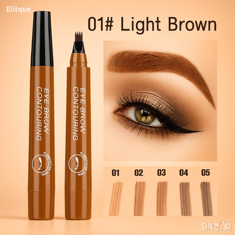 Водоустойчив молив за вежди под формата на гребенче/ №01 Light brown; №02 Dark brown; №03 Red-brown;, снимка 1