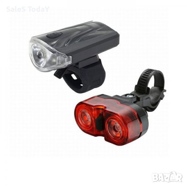 Фар и Стоп за колело, 2бр., Комплект светлини за велосипед, предна бяла и задна, снимка 1