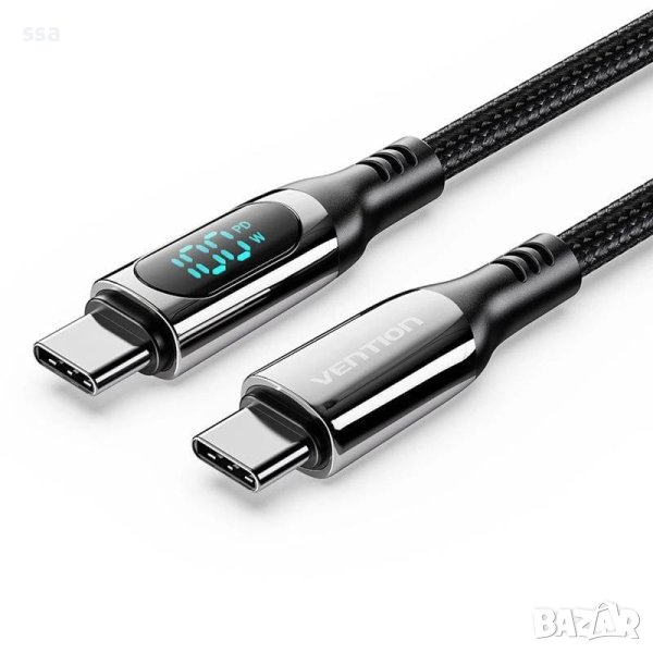 Vention кабел USB2.0 Type-C/Type-C 100W, LED display 2m - TAYBH, снимка 1