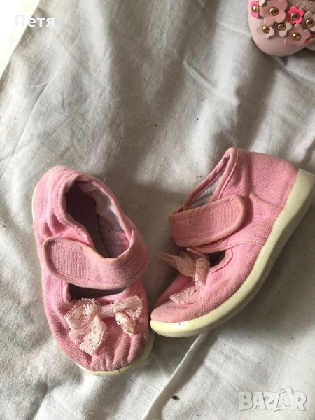 Розови обувки от плат за момиче, снимка 1