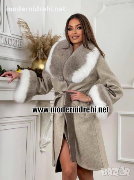 Дамско луксозно палто кашмир вълна и лисица код 143, снимка 1