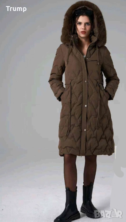 - 40 % Стилно дълго дамско яке с пух по качулката,, снимка 1